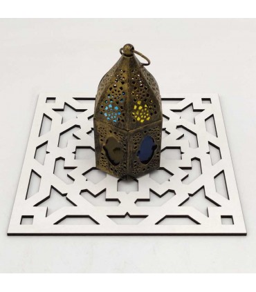 Pack 6 Trivets Plate Holder White Lacquered - Andalusian Lattice - Laser Cut - Alhambra Model