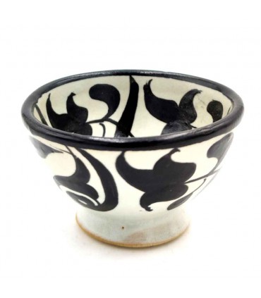 Handcrafted Ceramic Bowl - Color Black - Moroccan Craftsmanship - Andalusian Floral Design - Tasaluq Model