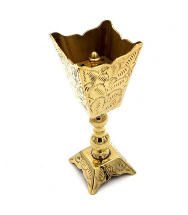 Queimador de Incenso Resinoso Incensário - Bronze Fundido - Ótima Qualidade - Artesanato Indiano - Modelo Cálice