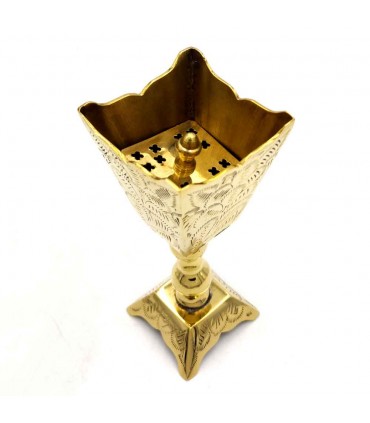 Brûleur d'encens en résine encensoir - Bronze coulé - Grande qualité - Artisanat indien - Modèle calice