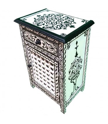 Mesita Noche de Madera - Decoración Árabe Andalusí - Artesanía Marroquí - Modelo Aswadein