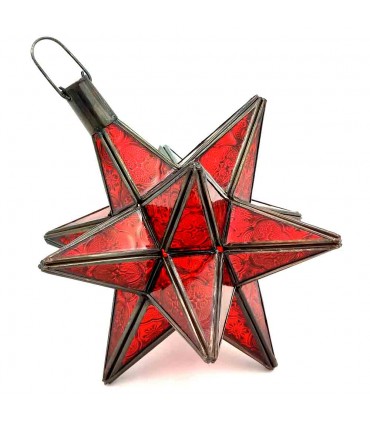 Andalusian Star Lamp - Christmas Red Color - Moroccan Handicraft - Belen Star Model