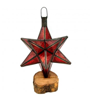 Andalusian Star Lamp - Christmas Red Color - Moroccan Handicraft - Belen Star Model