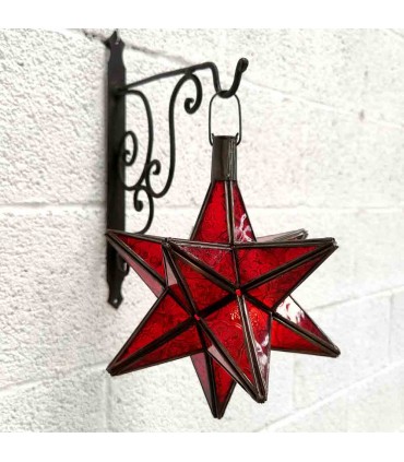 Candeeiro Estrela Andaluza - Natal Vermelho Cor - Artesanato Marroquino - Modelo Estrela Belen