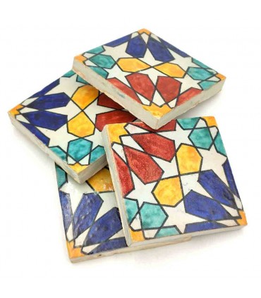 Carrelage Andalou - Mosaïque Nazari - Multicolore - Étoile Mauresque - 10x10 cm - Fait Main - Modèle 85