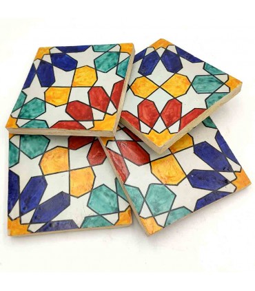 Andalusische Fliese - Nazari-Mosaik - Mehrfarbig - Maurischer Stern - 15 x 15 cm - Handarbeit - Modell 88
