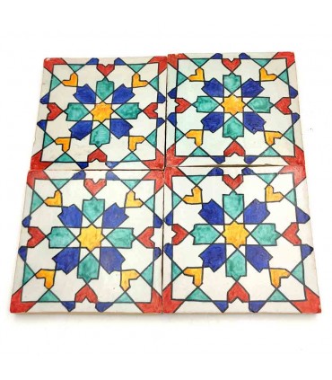Andalusische Fliese - Nazari Mosaik - Mehrfarbig - 15x15 cm - Handarbeit - Modell 89
