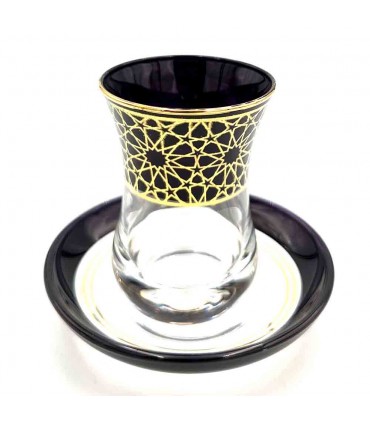 Set Game 6 Turkish Tea Glasses with Saucers - Turkish Crafts - Arabic Decoration - Alhambra Model