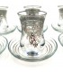 Conjunto Jogo 6 Copos de Chá Turco com Pires - Artesanato Turco - Decoração Árabe - Modelo Fiddati