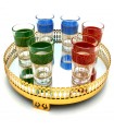 6 x Multicolored Moroccan Tea Glasses - Turkish Crafts - Fathein Model