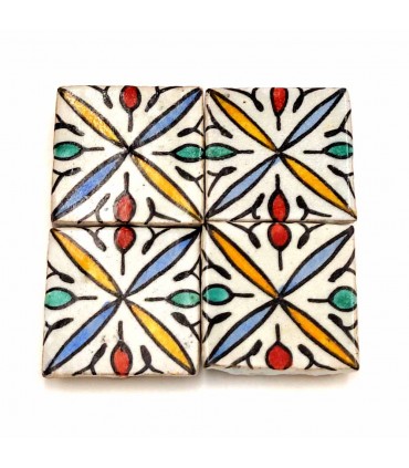 Azulejo Andaluz - Mosaico Nazari - Multicolorido - 5x5 cm - Feito à Mão - Modelo 90