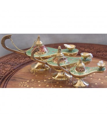Génie Aladdin lampe à huile - mèche de coton - bronze - nouveauté