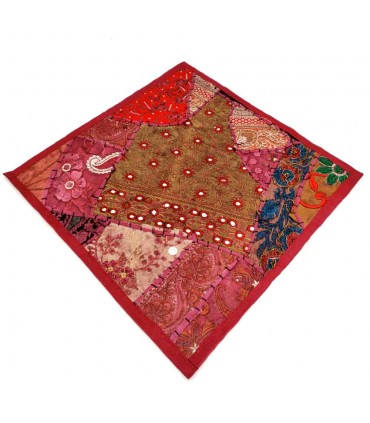 Funda Cojín Pathwork - Recortes Sari - Artesania India - Modelo Jaudein