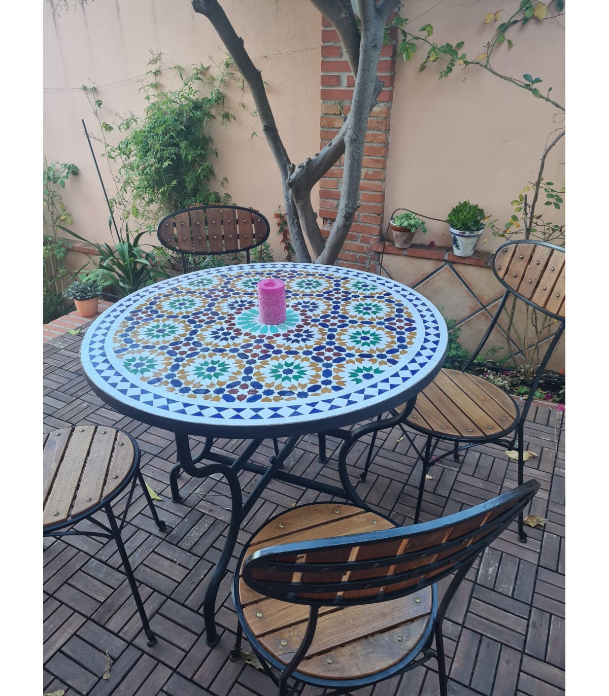 Gecheer Bistrotisch Mosaik-Tisch Mosaiktisch Gartentisch