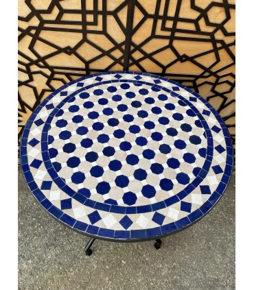 ANDALUSISCHER MOSAIK-GARTENTISCH - ZELIGE AZULEJOS FEZ - MODELL RIF