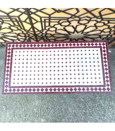 Tavolo Mosaico Basso da Centro Giardino o Patio Andaluso - Granato - Artigianato Marocchino - Modello Wassat