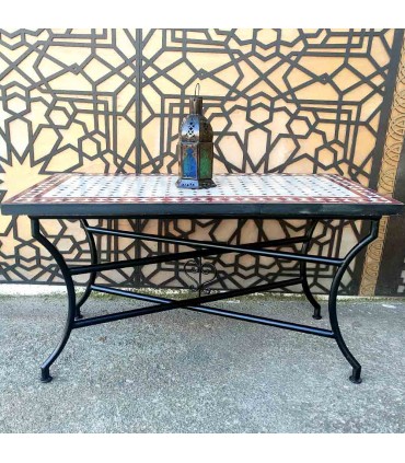 Mosaik niedriger Mitteltisch Garten oder andalusischer Patio – Granat – marokkanisches Kunsthandwerk – Wassat-Modell