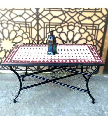 Mosaik niedriger Mitteltisch Garten oder andalusischer Patio – Granat – marokkanisches Kunsthandwerk – Wassat-Modell