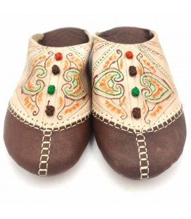 Pantofole Marocchine da Donna - Colore Marrone Scuro - Artigianato Marocchino in Pelle Autentica - Modello Azrar