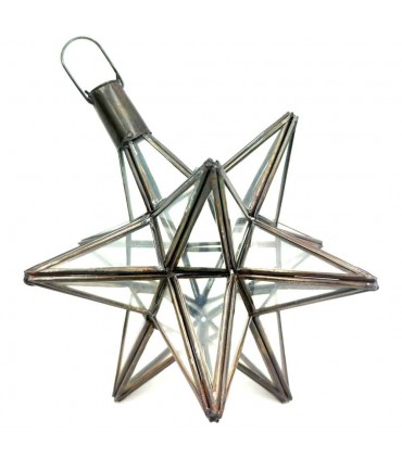 Candeeiro de tecto estrela andaluz - Cor transparente - Artesanato marroquino - Modelo Nujum Star