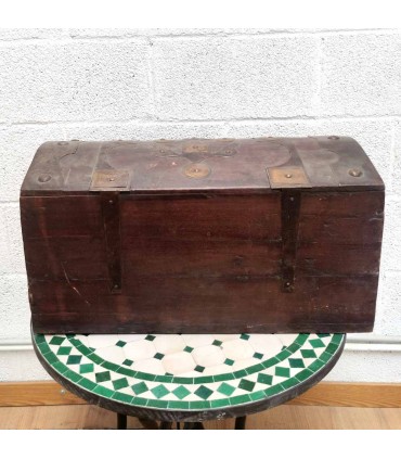 Baúl Cofre de Madera Antiguo Vintage - Artesanía Tuareg Mauritana - Pieza Unica
