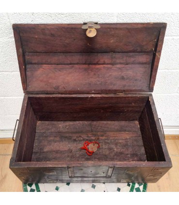Baule Cofano in Legno Antico Vintage - Artigianato Tuareg Mauritano - Pezzo Unico