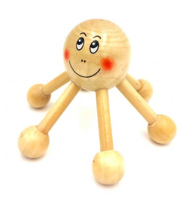 Wooden Octopus Massager 6 Legs - Wood - 10 x 12 cm