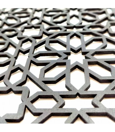 Image Décorative Treillis Arabe Bois Wengé - Décoration Orientale - Découpe Laser - Modèle Warda - 60 x 30 cm
