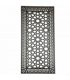 Quadro Decorativo Lattice Arabo Legno Wengue - Decorazione Orientale - Taglio Laser - Modello Warda 2 - 60 x 30 cm