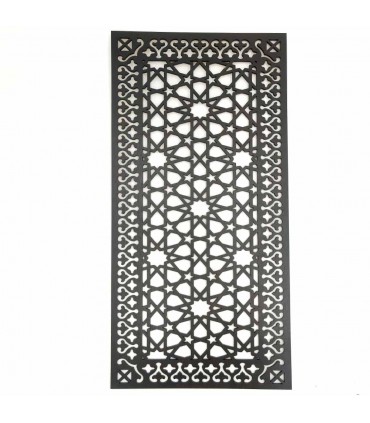Dekoratives Bild mit arabischem Gitterwerk aus Wengeholz – orientalische Dekoration – Laserschnitt – Modell Warda 2 – 60 x 30 cm
