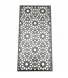 Quadro Decorativo Griglia Araba Legno Wengue - Decorazione Orientale - Taglio Laser - Modello Warda 3 - 60 x 30 cm