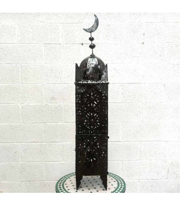 Lámpara de Suelo Jardin o Terraza - Decoración Árabe Andalusí - Artesanía Marroquí - Modelo Minara Luna