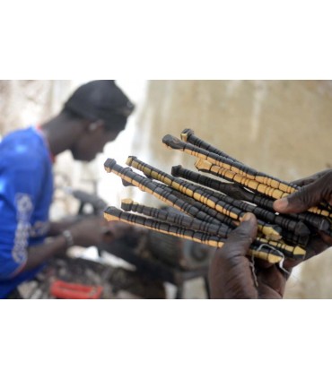 Bois d'ébène naturel de haute qualité Tasbih - Artisanat africain de Gambie - Perles Tiyani - Modèle Zawiya
