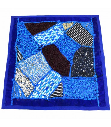 Housse de Coussin Pathwork - Découpes Sari - Artisanat Indien - Modèle Jaudein 40x40cm