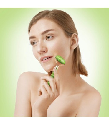 Double rouleau lisse en pierre de jade - Anti-rides - Circulation sanguine - Masseur