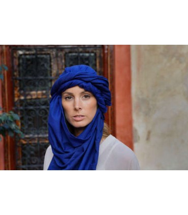 Pañuelo Fular Azul TUAREG - Turbante Bufanda Étnico Bereber Trekking Desierto