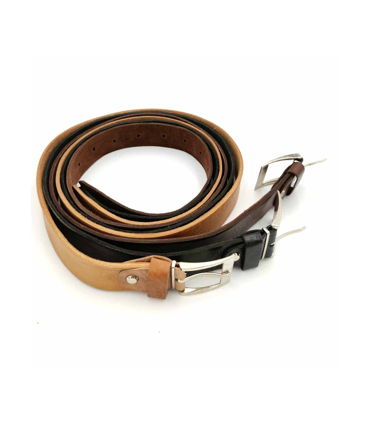 Handmade Leather Belt - Light Brown - Leather Goods - Metal Buckle