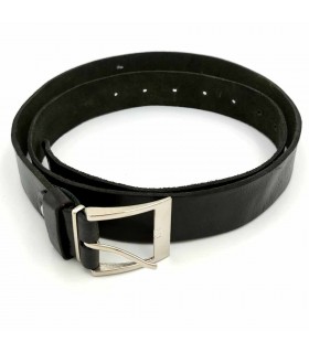 Cintura in Pelle Artigianale - Colore Nero - Pelletteria - Fibbia in Metallo - Modello Hakkama