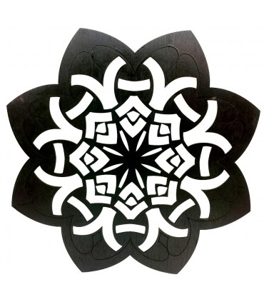 Quadro Decorativo Madeira Cetim Preto Treliça - Decoração Celta - Corte a Laser - Modelo Fasayfisa- 50 x 50 cm