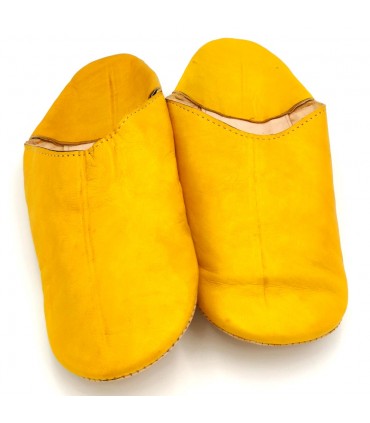 Chinelo Casa Estilo Árabe - 100% Couro - Cor Amarela - Artesanato Marroquino - Modelo Darun