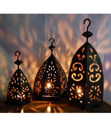 Small Hexagonal Iron Light for Candle - 3 Sizes - NEW