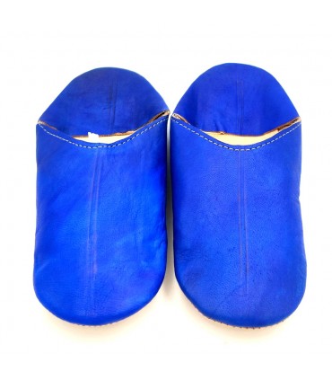 Hauspantoffel im arabischen Stil - 100 % Leder - Marineblaue Farbe - Marokkanische Handwerkskunst - Darun-Modell