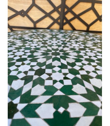 TAVOLO DA GIARDINO MOSAICO ANDALUSI - ZELIGE PIATRELLE FEZ - MODELLO OUARSASAT