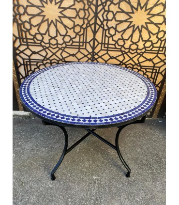 TAVOLO DA GIARDINO MOSAICO ANDALUSI - ZELIGE PIATRELLE FEZ - MODELLO DAR ALBAIDA