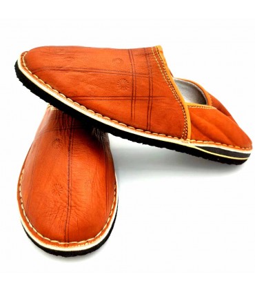 Pantofole Arabe Unisex Adulto in Pelle - Marrone Chiaro - Artigianato Marocchino - Modello Kadim