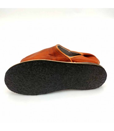 Babouches Arabes en Cuir Unisexe Adulte - Marron Clair - Artisanat Marocain - Modèle Kadim