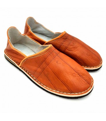 Pantofole Arabe Unisex Adulto in Pelle - Marrone Chiaro - Artigianato Marocchino - Modello Kadim