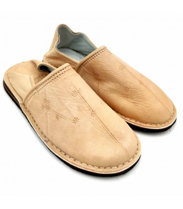 Chaussons Arabes en Cuir Unisexe Adulte - Couleur de Peau - Artisanat Marocain - Modèle Kadim