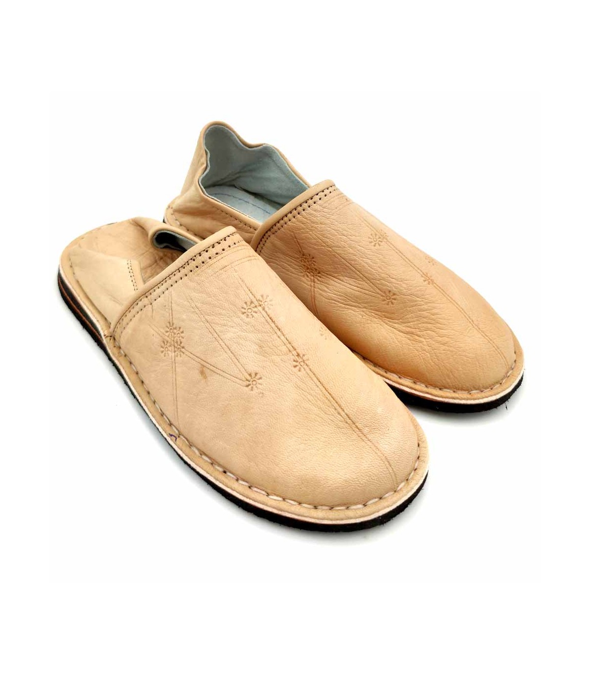 Babucce Marocchine In Pelle Naturale Fatte A Mano - Comode Pantofole Unisex Con Suola In Gomma, Perfette Per Casa E Esterno - Artigianali Di Marrakech - 2