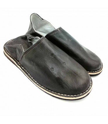 Arabische Hausschuhe aus Leder, Unisex, für Erwachsene, schwarz, marokkanische Handwerkskunst, Kadim-Modell